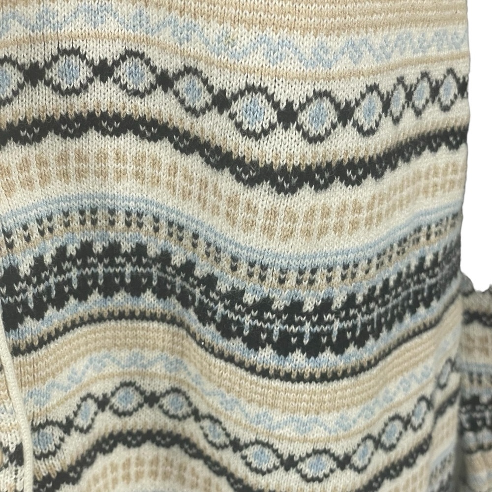 Vintage Talbots 100% Cotton Fair Isle Striped Cardigan Sweater Sz XL - Picture 5 of 10